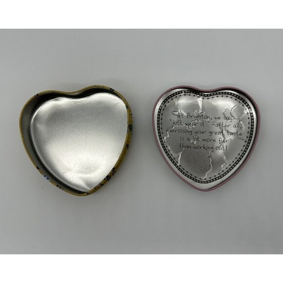 Brighton Heart Shaped Empty Tin Blue Rose Butterfly Flowers Trinket Box Keepsake - Picture 4 of 11